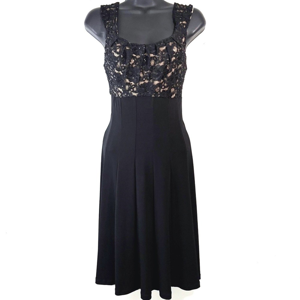 Whimsy Dress Sz 6 Midi Witchy Dark Fairygoth Lace Sequins Square Neck Sleeveless
